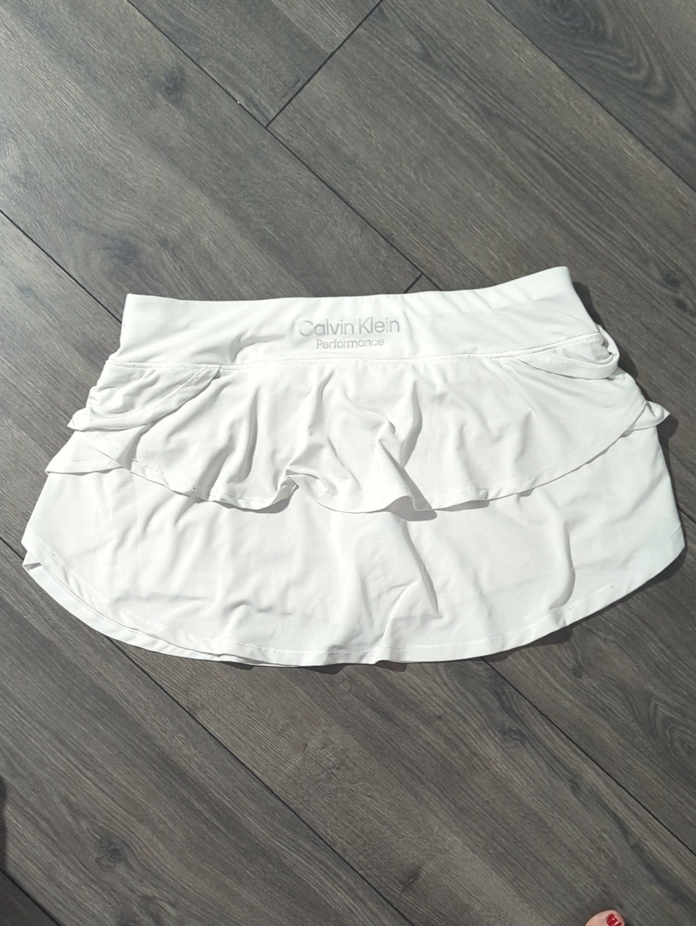 Calvin Klein White Ruffled Performance Skater Skirt